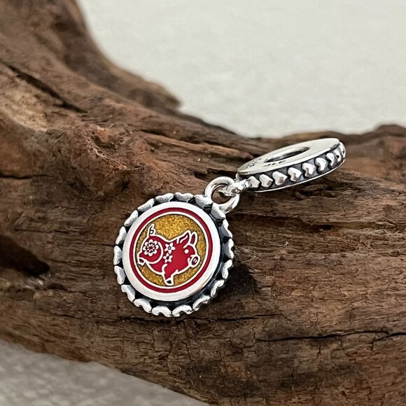 Pandora Happy New Year 2019 Pig Year China S925 Silver Dangle Charm - Picture 1 of 4